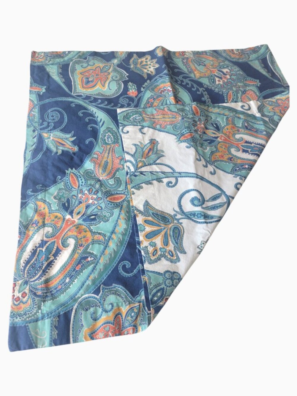 Pottery Barn Leah Paisley Reversible Euro Sham 26x26 Blue Aqua Organic Cotton